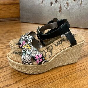 Sam Edelman | Destin Floral Wedge Espadrille Platform Leather Sandals Size 8
